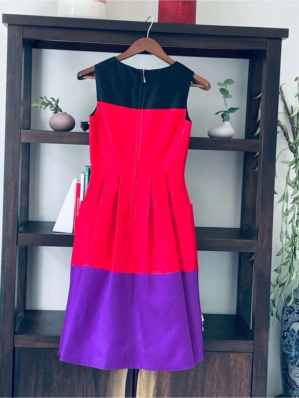 Kate Spade Zahara Colorblock Silk Dress NWT Size 0 Red Purple Black NJMU1848